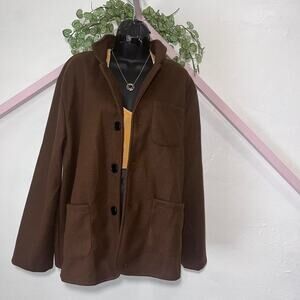 Chocolate brown jacket cotton blend spring coat blazer clean girl French girl
